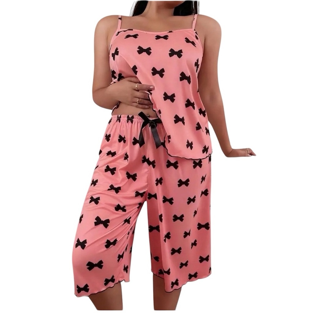 Women's Pink Bow Print Sleepwear Set